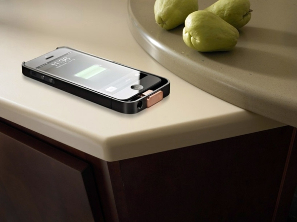 Küche - Noble Corian counter - charge the ingenious solution your smartphone wirelessly