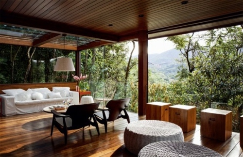 Wooden veranda with glass walls - gorgeous summer moments