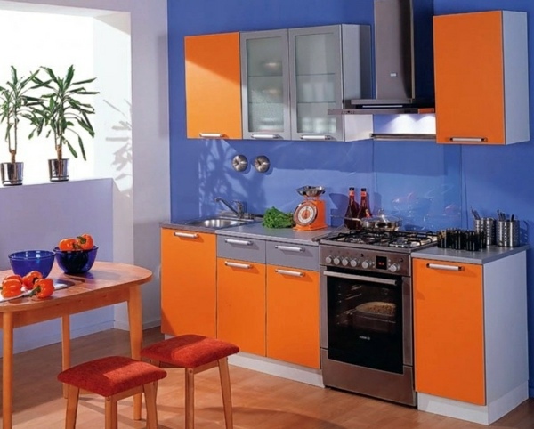 Modern colors in the modern kitchen - yellow, blue, beige