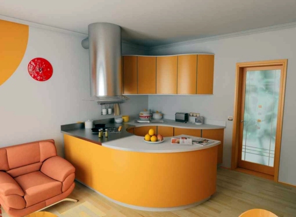 Modern colors in the modern kitchen - yellow, blue, beige