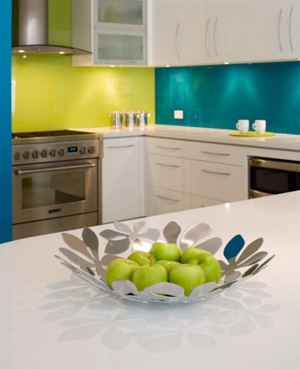 Modern colors in the modern kitchen - yellow, blue, beige