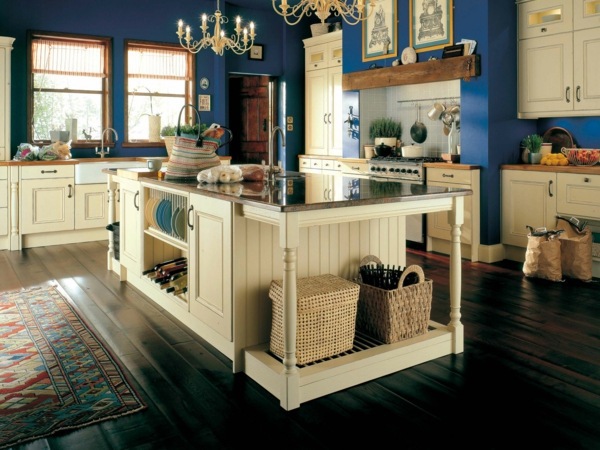 Modern colors in the modern kitchen - yellow, blue, beige