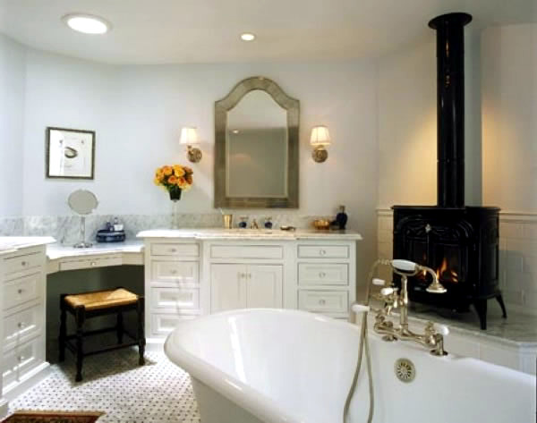 Bathroom designs with built-in fireplaces Bathroom designs with built-in fireplaces