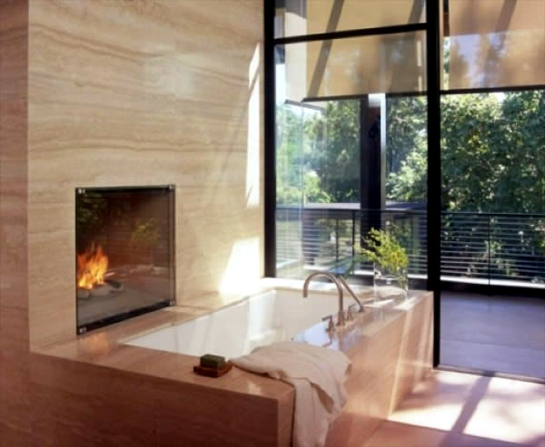 Bathroom designs with built-in fireplaces Bathroom designs with built-in fireplaces