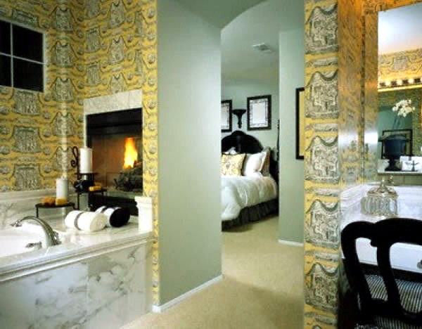 Bathroom designs with built-in fireplaces Bathroom designs with built-in fireplaces