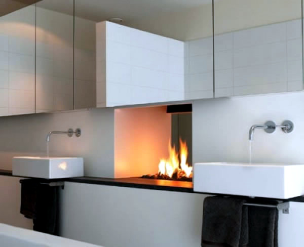 Bathroom designs with built-in fireplaces Bathroom designs with built-in fireplaces