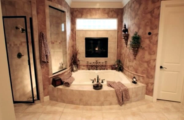 Bathroom designs with built-in fireplaces Bathroom designs with built-in fireplaces