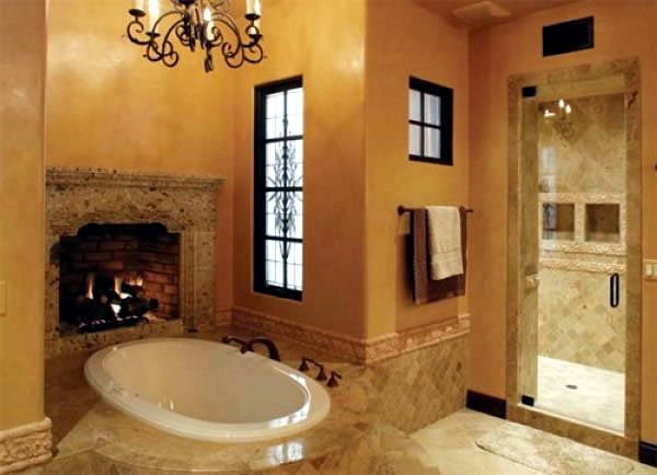 Bathroom designs with built-in fireplaces Bathroom designs with built-in fireplaces