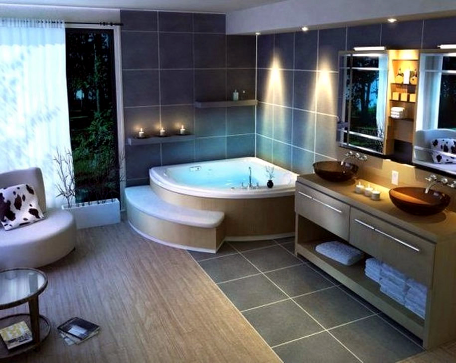 The modern bathroom with spa