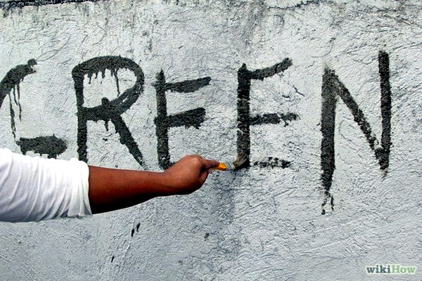 Create moss graffiti and host a "green" message Create moss graffiti and host a "green" message