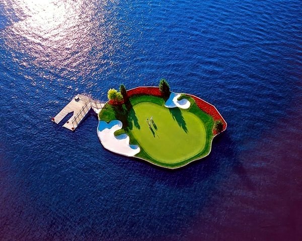 Floating Golf Course in Coeur d'Alene, moves!