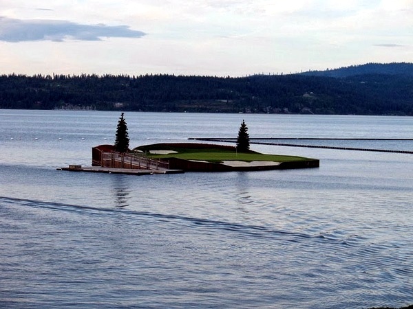 Floating Golf Course in Coeur d'Alene, moves!