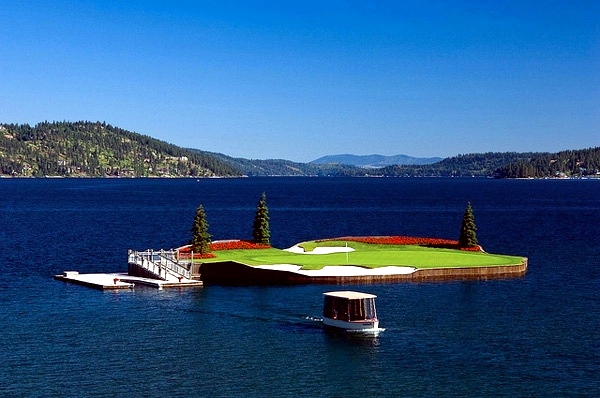 Floating Golf Course in Coeur d'Alene, moves!