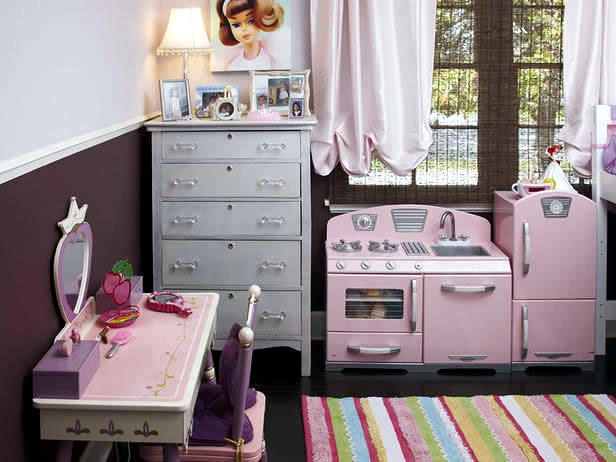 Color combination in the girls room: With Pink and Brown Setup