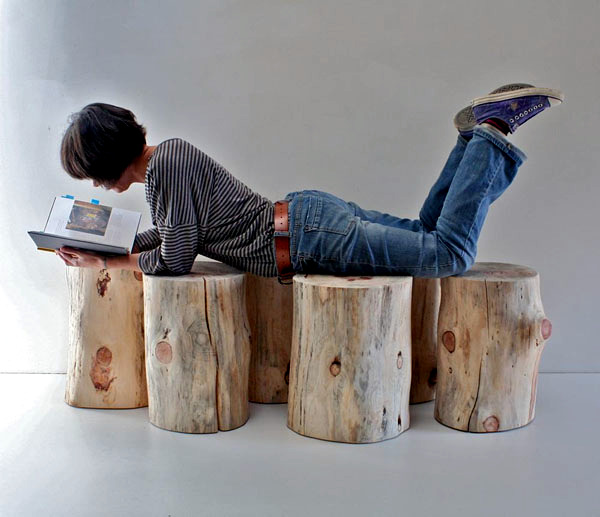 Recycled stump use in interior design and decoration - Creative ideas inspired by nature