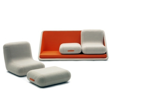 Orange Designer Sofa by Matali Crasset - modern style from France