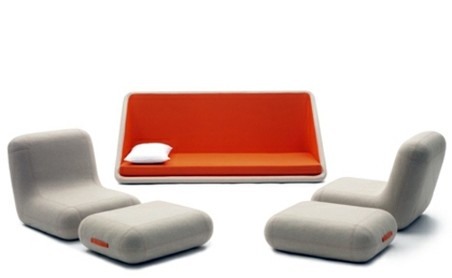 Orange Designer Sofa by Matali Crasset - modern style from France