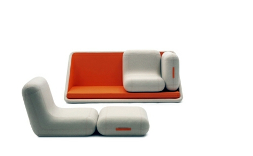 Orange Designer Sofa by Matali Crasset - modern style from France