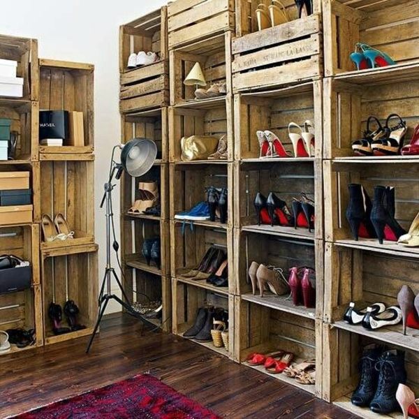 A DIY shoe rack may seem interesting and chic