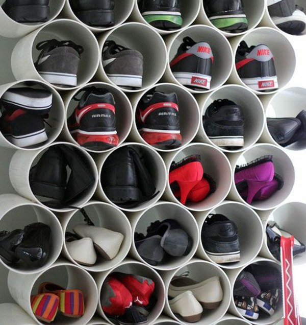 A DIY shoe rack may seem interesting and chic