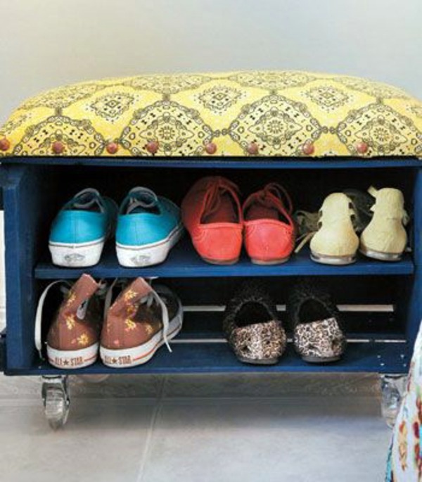A DIY shoe rack may seem interesting and chic