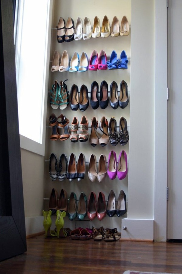 A DIY shoe rack may seem interesting and chic