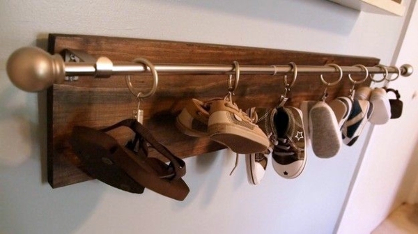 A DIY shoe rack may seem interesting and chic