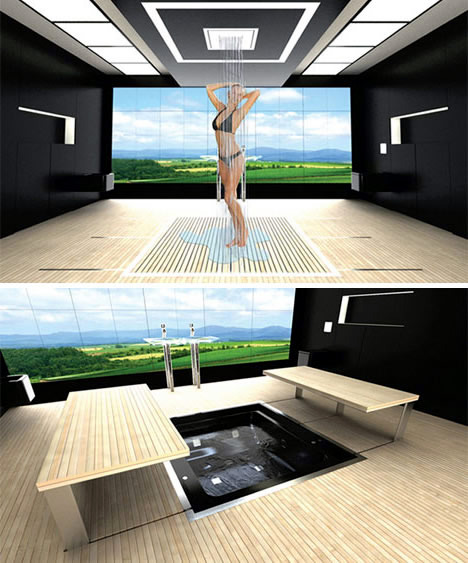 Modern Built-in bath tub with space saving design Modern Built-in bath tub with space saving design