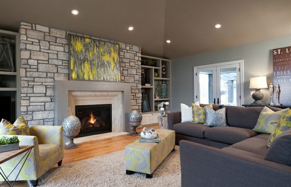 Living room color scheme - gray and yellow