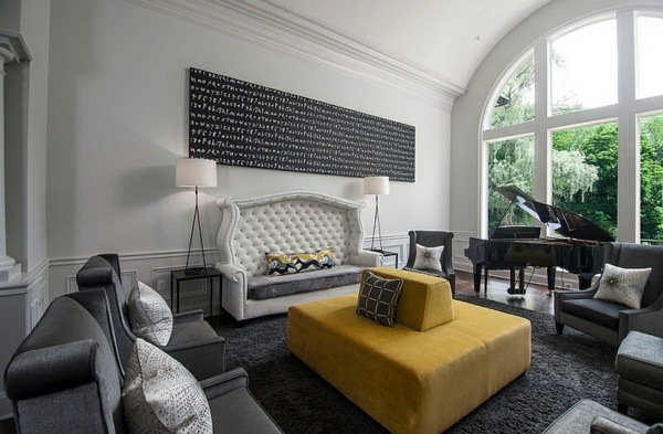 Living room color scheme - gray and yellow
