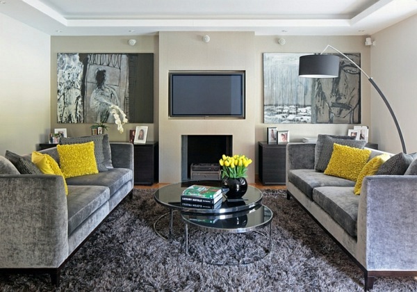 Living Room Color Scheme Gray And Yellow Interior Design