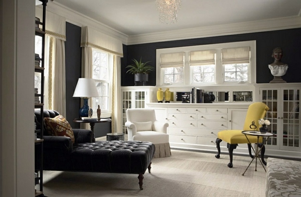 Living room color scheme - gray and yellow