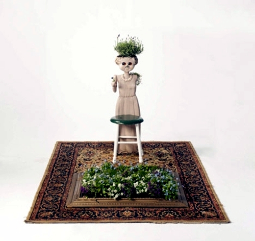 Recycled furniture used as plant containers by Peter Bottazzi and Denise Bonapace