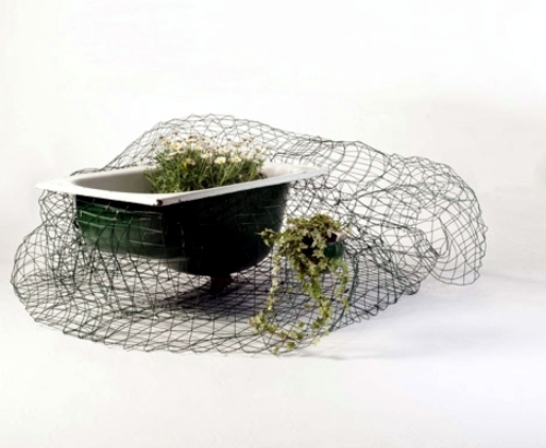 Recycled furniture used as plant containers by Peter Bottazzi and Denise Bonapace