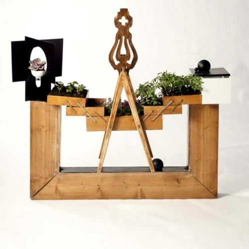 Recycled furniture used as plant containers by Peter Bottazzi and Denise Bonapace