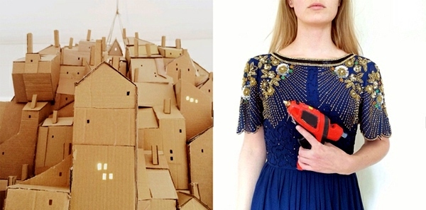 Cool city cardboard model of Nina Lindgren "floating city"