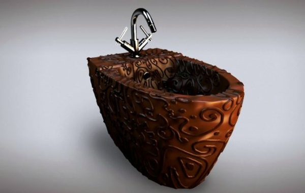 Modern bathroom furniture made entirely of chocolate