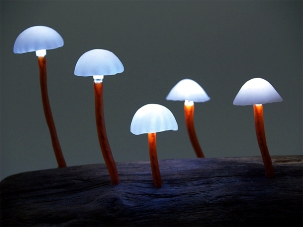 Mushroom-shaped LED lighting by Yukio Takano