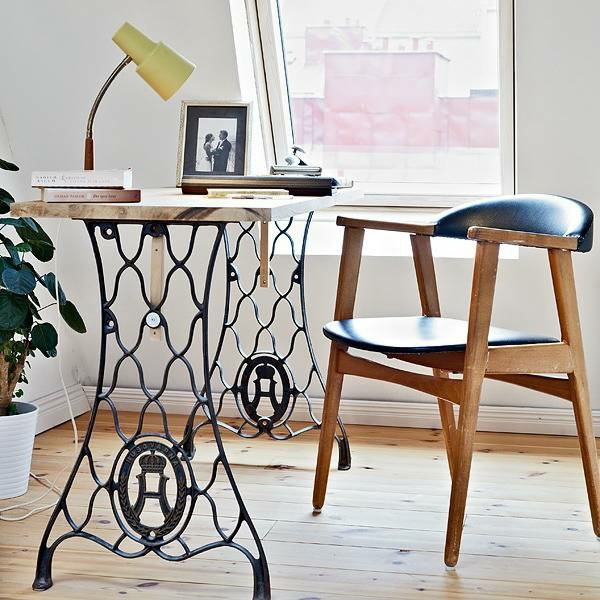 Redesign old furniture - use the old sewing machine as vintage furniture