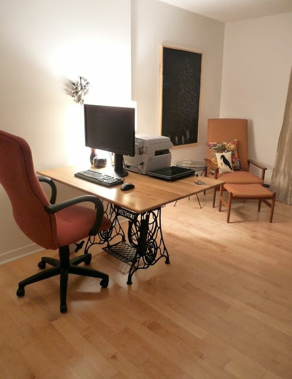 Redesign old furniture - use the old sewing machine as vintage furniture
