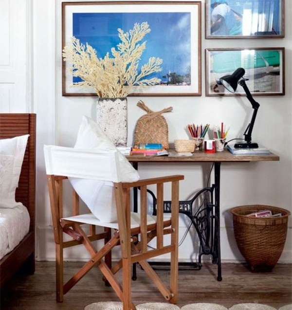 Redesign old furniture - use the old sewing machine as vintage furniture