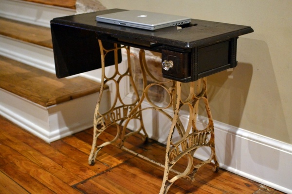 Redesign old furniture - use the old sewing machine as vintage furniture