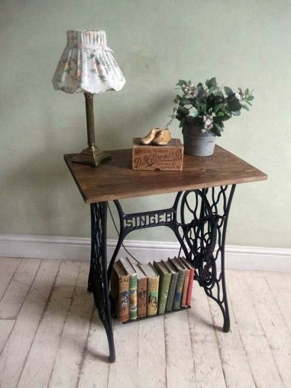 Redesign old furniture - use the old sewing machine as vintage furniture