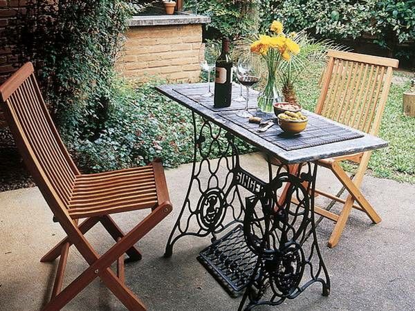 Redesign old furniture - use the old sewing machine as vintage furniture