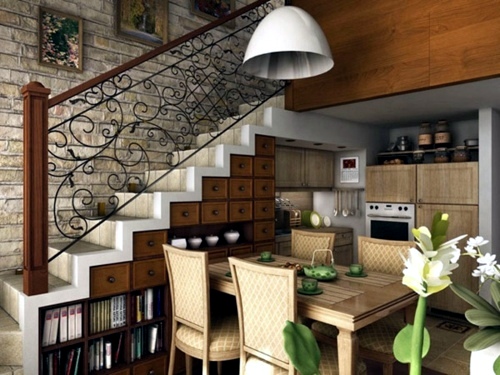 Cool space-saving storage ideas in the stairwell