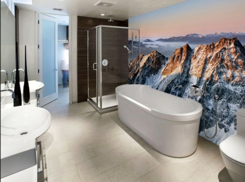 21 unusual ideas wallpaper in the bathroom - stylish and refreshing