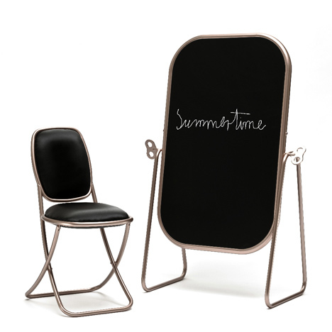 Designer collection of chic folding garden furniture and lamps
