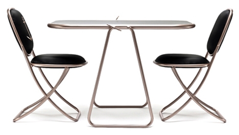 Designer collection of chic folding garden furniture and lamps