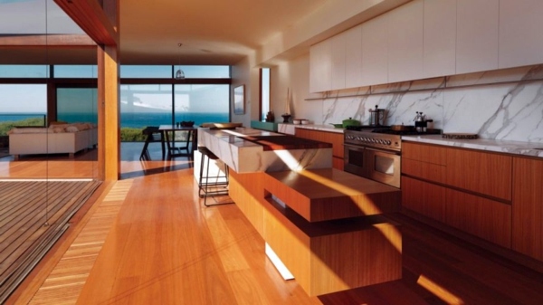 Modern residence with interior design from wood offers inviting lushness
