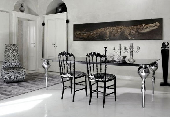 Luxury black white dining room furniture